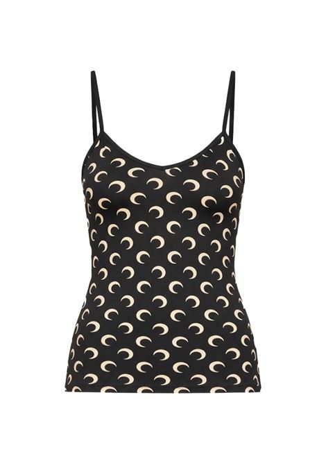 top moon printed straps donna nero e beige MARINE SERRE | WTO508ACJER0001IT99